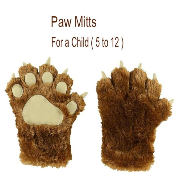 Lazy One Animal Paw Mittens Child One Size Soft Fur Unisex - Picture 1 of 6
